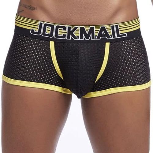 JOCKMAIL Herren Mesh Boxer Briefs Schnell Trocknende Unterwäsche Männer Atmungsaktive Eis Seide männer Unterwäsche Trunks Unterhosen, gelb, Large von JOCKMAIL