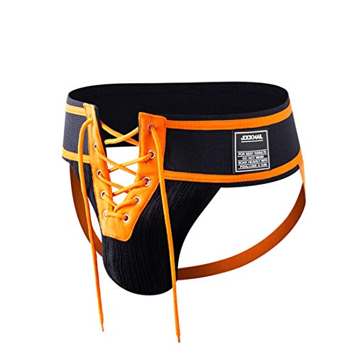 JOCKMAIL Herren Slip Jock Strap Sportlich Unterstützer Breiter Gürtel Komfortabel Herren Sport Unterwäsche Slip für Turnhalle Sport (M, Orange) von JOCKMAIL