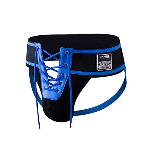 JOCKMAIL Herren Slip Jock Strap Sportlich Unterstützer Breiter Gürtel Komfortabel Herren Sport Unterwäsche Slip für Turnhalle Sport (XL, Blau) von JOCKMAIL