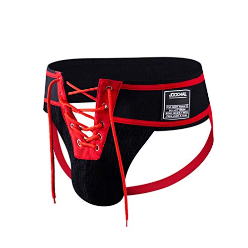 JOCKMAIL Herren Slip Jock Strap Sportlich Unterstützer Breiter Gürtel Komfortabel Herren Sport Unterwäsche Slip für Turnhalle Sport (XL, rot) von JOCKMAIL