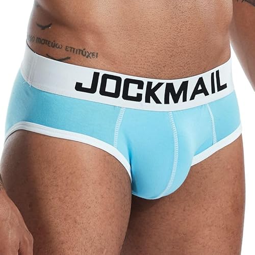 JOCKMAIL Herren Slip Männer Atmungsaktive Baumwolle Unterwäsche Herren Sport Basic Slips (DE/NL/SE/PL, Alphanumerisch, M, Regular, Regular, Himmelblau) von JOCKMAIL