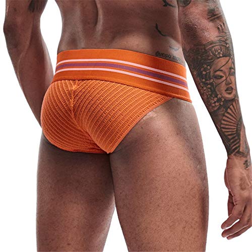 JOCKMAIL Herren Slip Sportlich Unterstützer Breiter Gürtel Komfortabel Herren Unterwäsche Slip für Turnhalle Sport (M, ORANGE) von JOCKMAIL