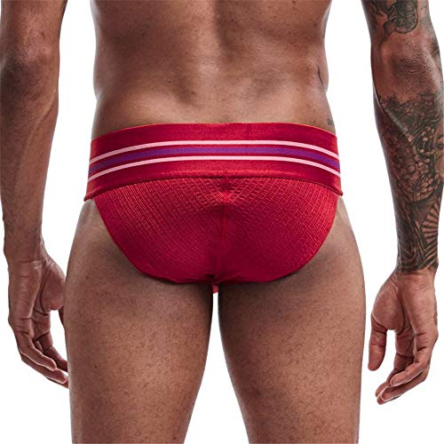 JOCKMAIL Herren Slip Sportlich Unterstützer Breiter Gürtel Komfortabel Herren Unterwäsche Slip für Turnhalle Sport (M, ROT) von JOCKMAIL