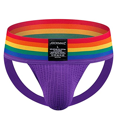 JOCKMAIL Herren Slip Suspensorium Breit Gürtel Athletisch Unterstützer Rainbow Baumwolle Herren Sport Unterwäsche Suspensorium zum Fitnessstudio Sport von JOCKMAIL