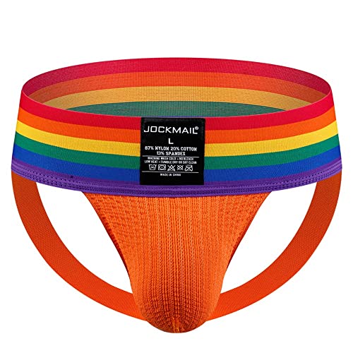 JOCKMAIL Herren Slip Suspensorium Breit Gürtel Athletisch Unterstützer Rainbow Baumwolle Herren Sport Unterwäsche Suspensorium zum Fitnessstudio Sport von JOCKMAIL