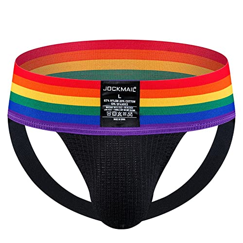 JOCKMAIL Herren Slip Suspensorium Breit Gürtel Athletisch Unterstützer Rainbow Baumwolle Herren Sport Unterwäsche Suspensorium zum Fitnessstudio Sport von JOCKMAIL