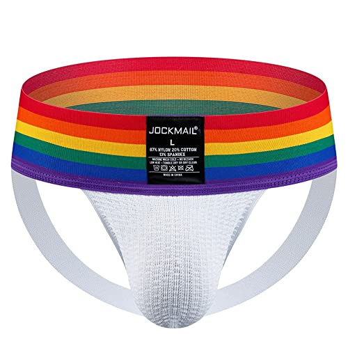 JOCKMAIL Herren Slip Suspensorium Breit Gürtel Athletisch Unterstützer Rainbow Baumwolle Herren Sport Unterwäsche Suspensorium zum Fitnessstudio Sport von JOCKMAIL