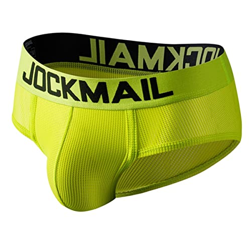 JOCKMAIL Herren Slip Unterwäsche Kompfort Herren Slips Männlich Höschen Atmungsaktiv Unterwäsche Slip (XL, GELB) von JOCKMAIL