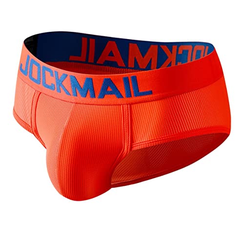 JOCKMAIL Herren Slip Unterwäsche Kompfort Herren Slips Männlich Höschen Atmungsaktiv Unterwäsche Slip (XXL, ORANGE) von JOCKMAIL