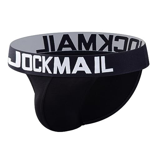 JOCKMAIL Herren Slips Sexy Männer Atmungsaktive Slip Baumwolle Herren Athletic Low Rise Unterwäsche, Schwarz, Large von JOCKMAIL