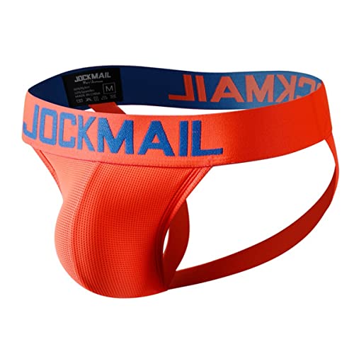 JOCKMAIL Herren Slips Suspensorium Komfort Herren Unterwäsche Sportlich Suspensorium Sport Unterwäsche Slip Sportlich Unterstützer (L, Orange) von JOCKMAIL