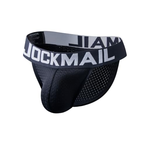 JOCKMAIL Herren Slips Unterwäsche Atmungsaktive Mini Slips Low Rise Herren Unterhosen Slips (M, 353SCHWARZ) von JOCKMAIL