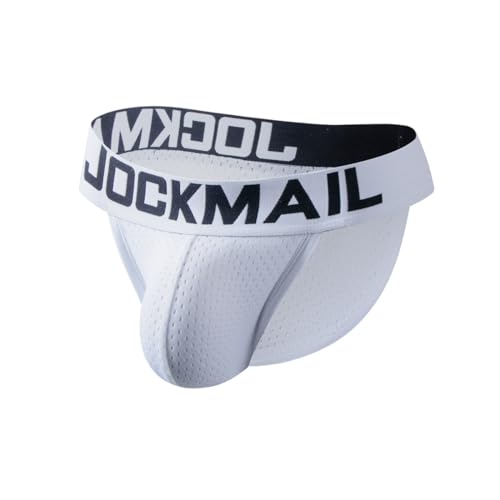 JOCKMAIL Herren Slips Unterwäsche Atmungsaktive Mini Slips Low Rise Herren Unterhosen Slips (XXL, 353WEISS) von JOCKMAIL
