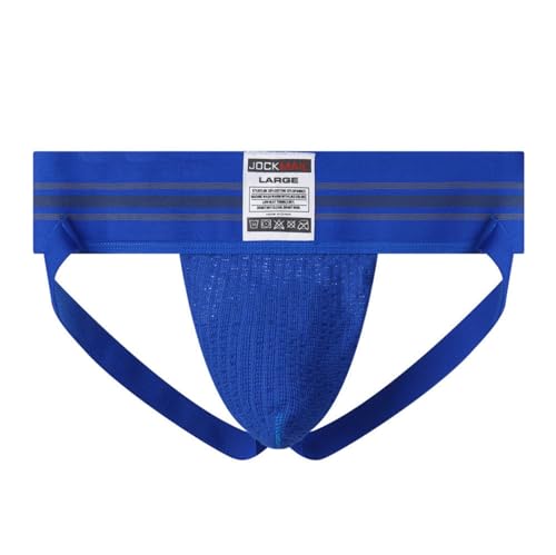 JOCKMAIL Herren Sportlicher Jockstrap Männer Sport Gym Fitness Workout Breiter Gürtel Atmungsaktive Männer Unterwäsche, Blau, Medium von JOCKMAIL