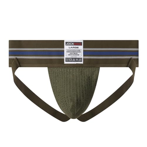 JOCKMAIL Herren Sportlicher Jockstrap Männer Sport Gym Fitness Workout Breiter Gürtel Atmungsaktive Männer Unterwäsche, Grün (Army Green), Medium von JOCKMAIL