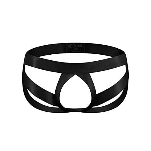 JOCKMAIL Herren-Unterwäsche, Jockstrap Stretch, G-String, Sportunterwäsche, 249 Schwarz, Small-Medium von JOCKMAIL