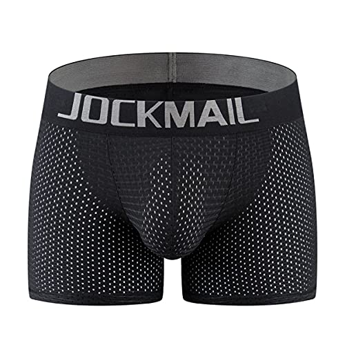 JOCKMAIL Herren Unterwäsche Boxershorts Herren gepolsterte Unterwäsche Boxer mit Hüftpolster Herren Boxers (L, 464SCHWARZ) von JOCKMAIL