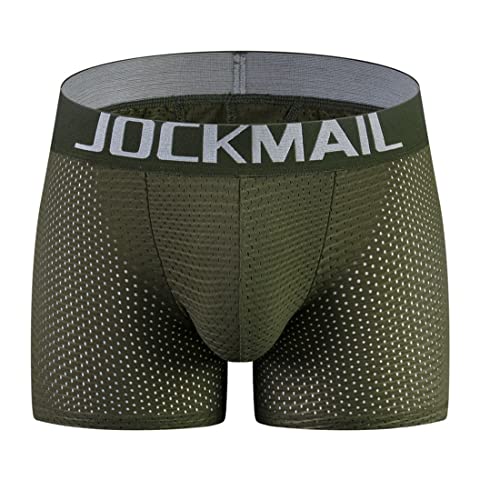 JOCKMAIL Herren Unterwäsche Boxershorts Gepolsterte Mit Hüftpolster (M, 464Armygrün) von JOCKMAIL