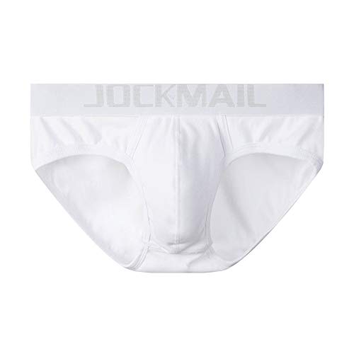 JOCKMAIL Herren Unterwäsche Slips Basic Slips Cotton Herren Slips Niedrige Taille Atmungsaktiv Herren Boxershorts (L, Weiß) von JOCKMAIL