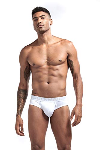 JOCKMAIL Herren Unterwäsche Slips Basic Slips Cotton Herren Slips Niedrige Taille Atmungsaktiv Herren Boxershorts (L, Weiß) von JOCKMAIL