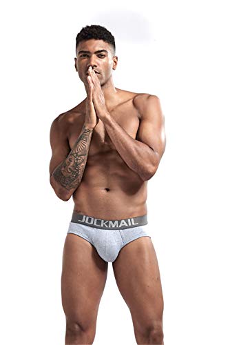 JOCKMAIL Herren Unterwäsche Basic Slips Cotton Niedrige Taille Atmungsaktiv Boxershorts (M, Grau) von JOCKMAIL