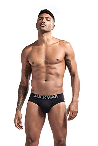 JOCKMAIL Herren Unterwäsche Basic Slips Cotton Niedrige Taille Atmungsaktiv Boxershorts (XL, Schwarz) von JOCKMAIL
