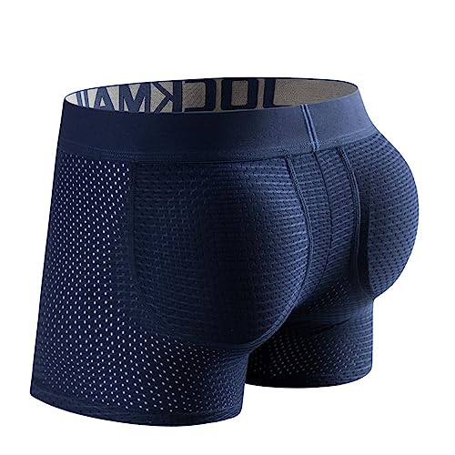 JOCKMAIL Herren gepolsterte Boxershorts zur Verbesserung der Gesäß männliche Unterhose mit Schwamm Füllung Höschen, Dunkelblau, M von JOCKMAIL