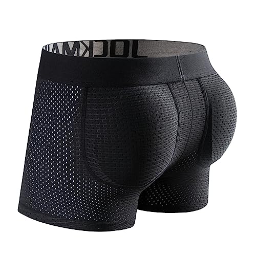 JOCKMAIL Herren gepolsterte Boxershorts zur Verbesserung der Gesäß männliche Unterhose mit Schwamm Füllung Höschen, blacks, XXL von JOCKMAIL