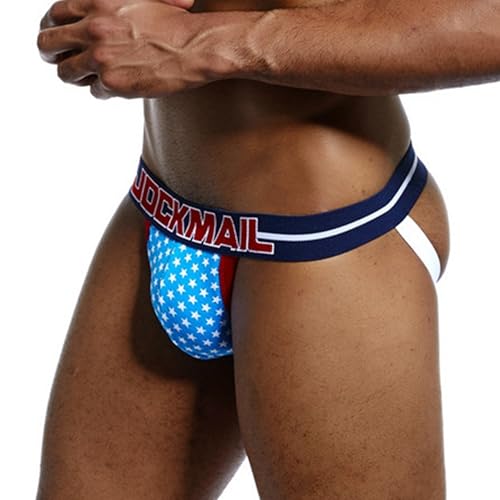 JOCKMAIL Jockstrap Herren Baumwolle Sportunterwäsch Atmungsaktiv Slips Athletic Supporters (DE/NL/SE/PL, Alphanumerisch, M, Regular, Regular, Blau2) von JOCKMAIL