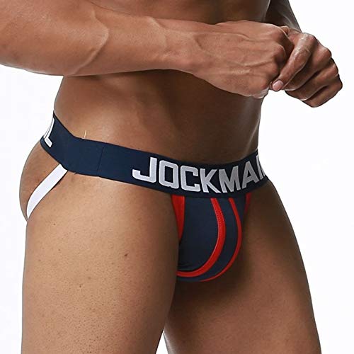 JOCKMAIL Jockstrap Herren Baumwolle Sportunterwäsch Atmungsaktiv Slips Athletic Supporters Sport Unterhosen (DE/NL/SE/PL, Alphanumerisch, L, Regular, Regular, Schwarz) von JOCKMAIL
