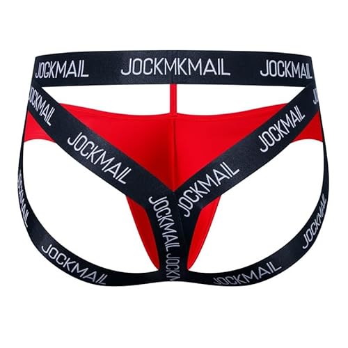 JOCKMAIL Jockstrap Herren Sportunterwäsche Atmungsaktiv Netz Slips Athletic (DE/NL/SE/PL, Alphanumerisch, XL, Regular, Regular, Rot1) von JOCKMAIL