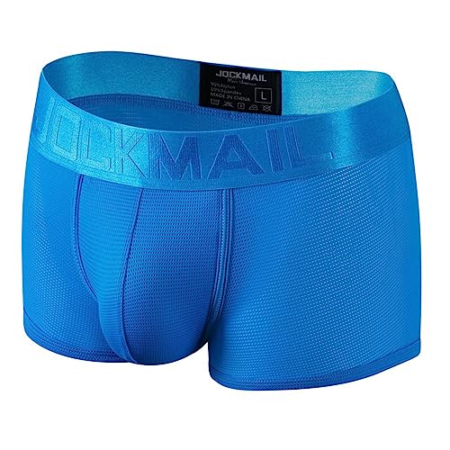 JOCKMAIL Mens Boxer Brief Candy Nette Weiche Eis Seide männer Unterwäsche Höschen Helle Farbe Männlichen Unterhosen Shorts Eine Packung, Blau, Medium von JOCKMAIL