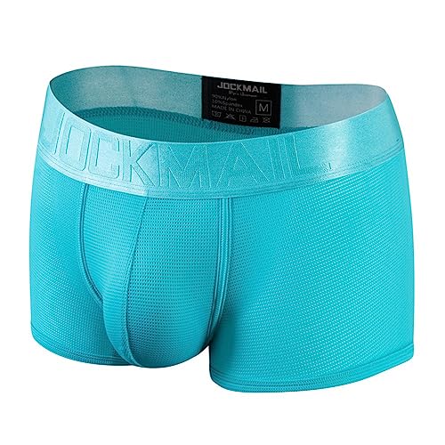 JOCKMAIL Mens Boxer Brief Candy Nette Weiche Eis Seide männer Unterwäsche Höschen Helle Farbe Männlichen Unterhosen Shorts Eine Packung, Hell, blau, X-Large von JOCKMAIL