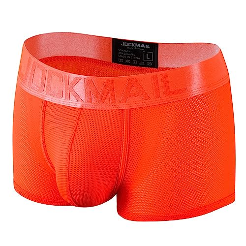 JOCKMAIL Mens Boxer Brief Candy Nette Weiche Eis Seide männer Unterwäsche Höschen Helle Farbe Männlichen Unterhosen Shorts Eine Packung, Orange/Abendrot im Zickzackmuster (Sunset Chevron), X-Large von JOCKMAIL