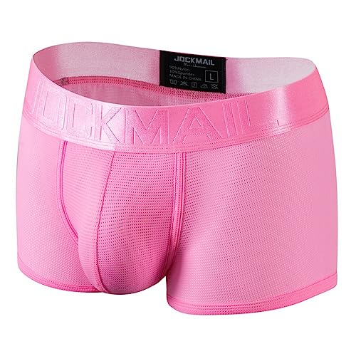 JOCKMAIL Mens Boxer Brief Candy Nette Weiche Eis Seide männer Unterwäsche Höschen Helle Farbe Männlichen Unterhosen Shorts Eine Packung, Pink, XX-Large von JOCKMAIL