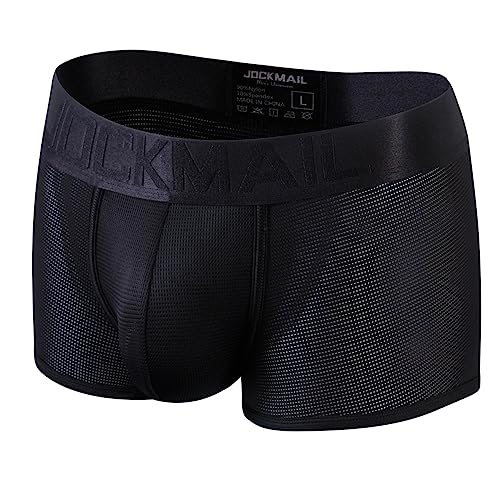JOCKMAIL Mens Boxer Brief Candy Nette Weiche Eis Seide männer Unterwäsche Höschen Helle Farbe Männlichen Unterhosen Shorts Eine Packung, Schwarz, Medium von JOCKMAIL