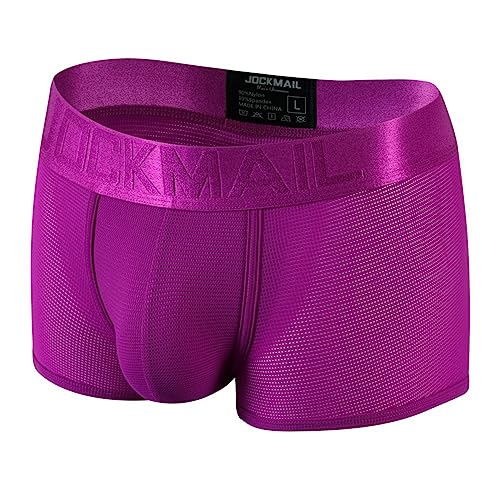 JOCKMAIL Mens Boxer Brief Candy Nette Weiche Eis Seide männer Unterwäsche Höschen Helle Farbe Männlichen Unterhosen Shorts Eine Packung, Violett, Large von JOCKMAIL