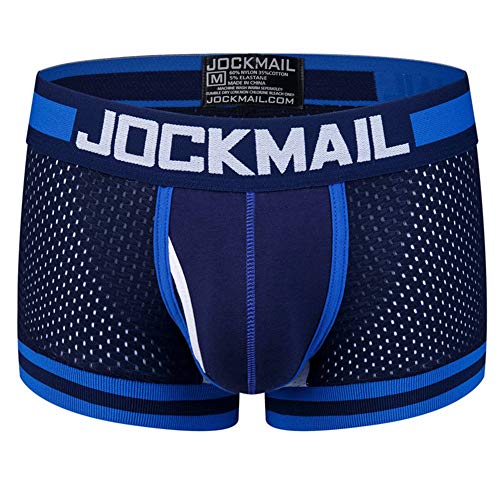 JOCKMAIL SEXY Herren Boxers Männer Sexy Mesh Pouch Unterwäsche Boxershorts Baumwolle Herren Boxershorts (as3, Alpha, m, Regular, Regular, Marine401) von JOCKMAIL