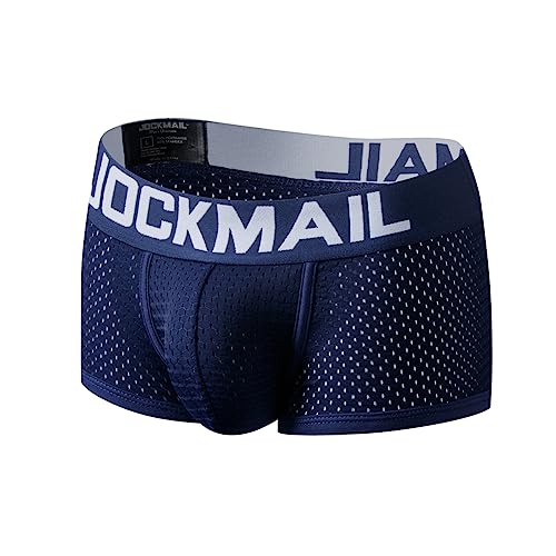 JOCKMAIL SEXY Herren Boxers Männer Sexy Mesh Pouch Unterwäsche Boxershorts Baumwolle Herren Boxershorts (as3, Alpha, m, Regular, Regular, Marine442) von JOCKMAIL