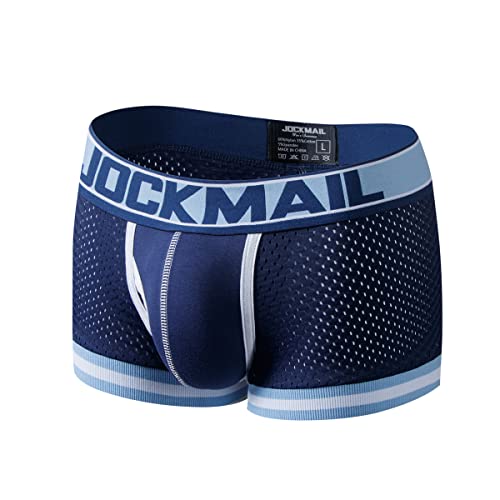 JOCKMAIL SEXY Herren Boxers Männer Sexy Mesh Pouch Unterwäsche Boxershorts Baumwolle Herren Boxershorts (as3, Alpha, x_l, Regular, Regular, Dunkelblau401) von JOCKMAIL