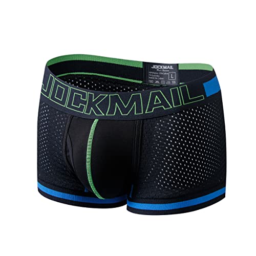 JOCKMAIL SEXY Herren Boxers Männer Sexy Mesh Pouch Unterwäsche Boxershorts Baumwolle Herren Boxershorts (as3, Alpha, xx_l, Regular, Regular, Schwarz401) von JOCKMAIL