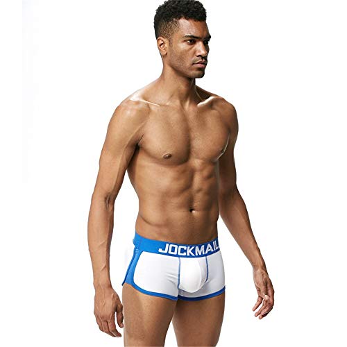 JOCKMAIL Sexy Herren Boxer Baumwolle Push up Boxershorts Gepolstert Hip Enhancer Herren Unterwäsche (as3, Alpha, l, Regular, Regular, Weiß435) von JOCKMAIL