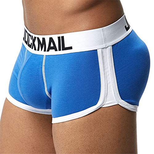 JOCKMAIL Sexy Herren Boxershorts Baumwolle Unterwäsche Push Up Boxershorts Gepolstert Hip Enhancer Herren Unterwäsche (M, Blau) von JOCKMAIL