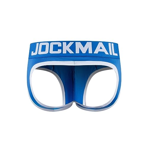 JOCKMAIL Sexy Herren Boxershorts Jockstrap Männer Sexy Unterwäsche Rückenfreies Gesäß Herren Strings Schwule Unterwäsche (L, 404BLAU) von JOCKMAIL