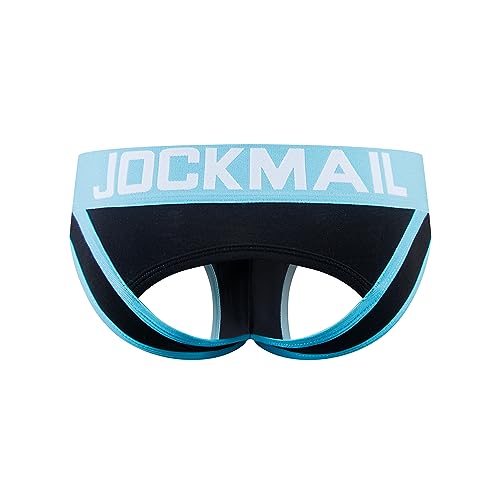 JOCKMAIL Sexy Herren Boxershorts Jockstrap Männer Sexy Unterwäsche Rückenfreies Gesäß Herren Strings Schwule Unterwäsche (M, 312SCHWARZ) von JOCKMAIL