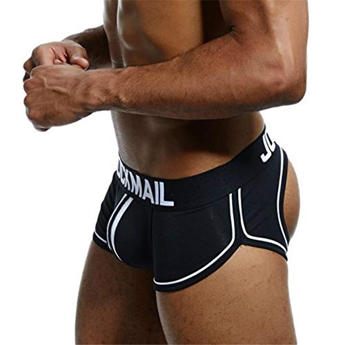 JOCKMAIL Sexy Herren Boxershorts Jockstrap Männer Sexy Unterwäsche Rückenfreies Gesäß Herren Strings Schwule Unterwäsche (M, Schwarz) von JOCKMAIL