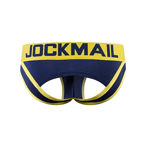 JOCKMAIL Sexy Herren Boxershorts Jockstrap Männer Sexy Unterwäsche Rückenfreies Gesäß Herren Strings Schwule Unterwäsche (XL, 312NAVY) von JOCKMAIL