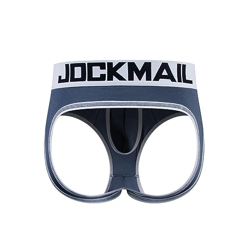 JOCKMAIL Sexy Herren Boxershorts Jockstrap Männer Sexy Unterwäsche Rückenfreies Gesäß Herren Strings Schwule Unterwäsche (XL, 338GRAU) von JOCKMAIL