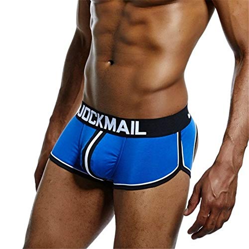 JOCKMAIL Sexy Herren Boxershorts Jockstrap Männer Sexy Unterwäsche Rückenfreies Gesäß Herren Strings Schwule Unterwäsche (XXL, Blau) von JOCKMAIL