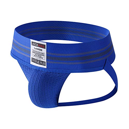 JOCKMAIL Sexy Slips Jockstrap Männer Herren Sport Unterwäsche Suspensorium Sexy Sportlich Suspensorium Sport Jockstrap Strings Breiter Gürtel Strings 7 Farben (Blau, L) von JOCKMAIL